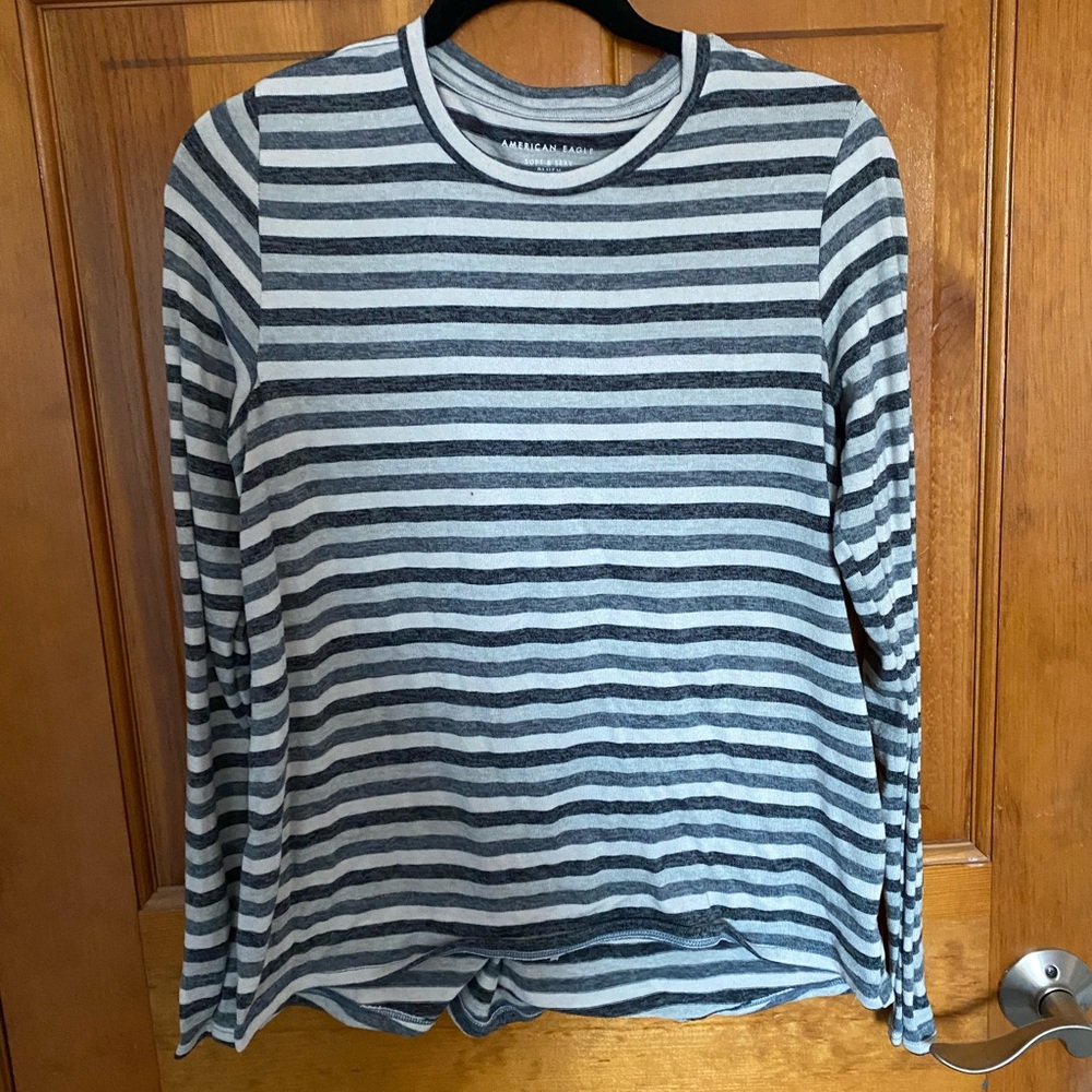 American eagle striped soft and sexy plush sweater
